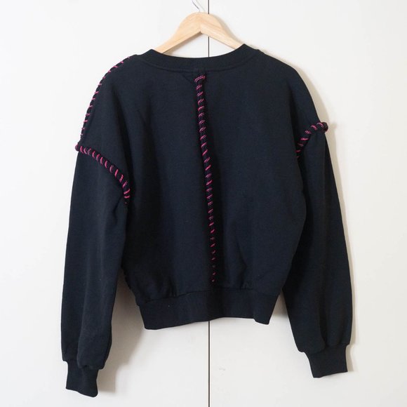 Diesel Black Cotton Pink Rope Sweatshirt F-Twister Size Medium Metal Tag Detail - Picture 7 of 11